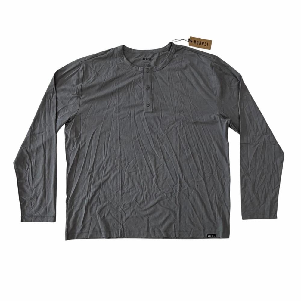 NWT NOBULL Long Sleeve Henley Shirt Dark Gray Size XXXL